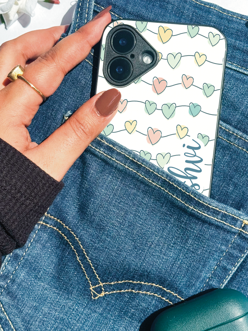 Candy Loops Personalised Name Premium Glass Back Cover For iPhone 11,12,13,14,15,16 Models