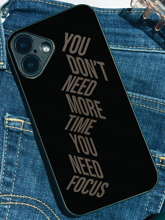 Time vs Focus Premium Glass Back Cover For iPhone 11,12,13,14,15,16 Models