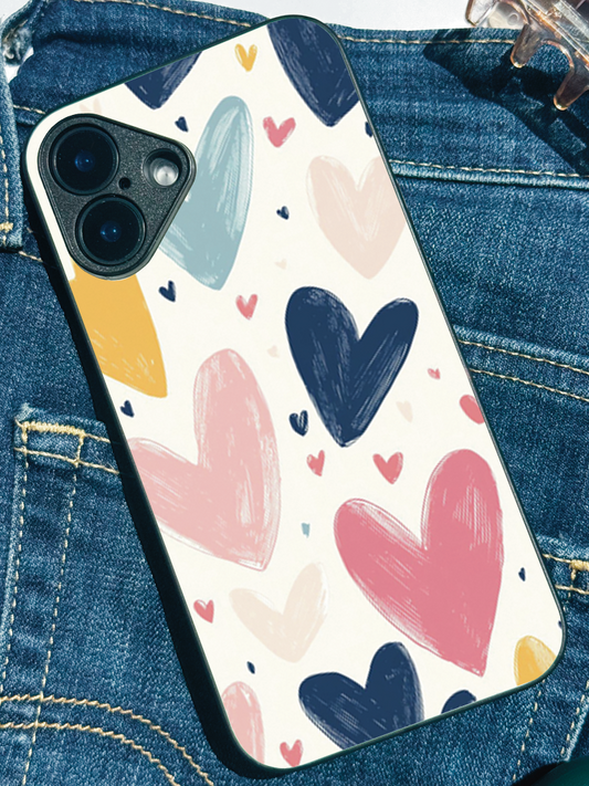 Painted Love Premium Glass Back Cover For iPhone 11,12,13,14,15,16 Models