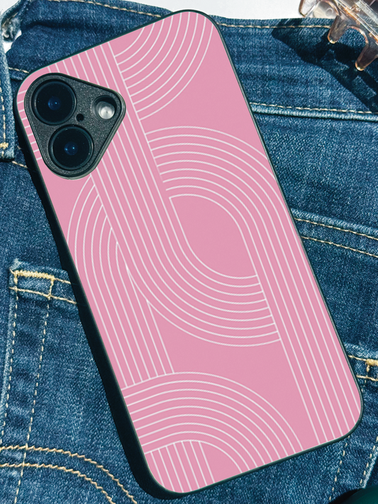 Linear Blush Premium Glass Back Cover For iPhone 11,12,13,14,15,16 Models