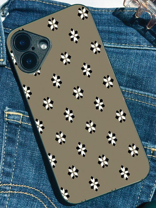 Taupe Trellis  Premium Glass Back Cover For iPhone 11,12,13,14,15,16 Models