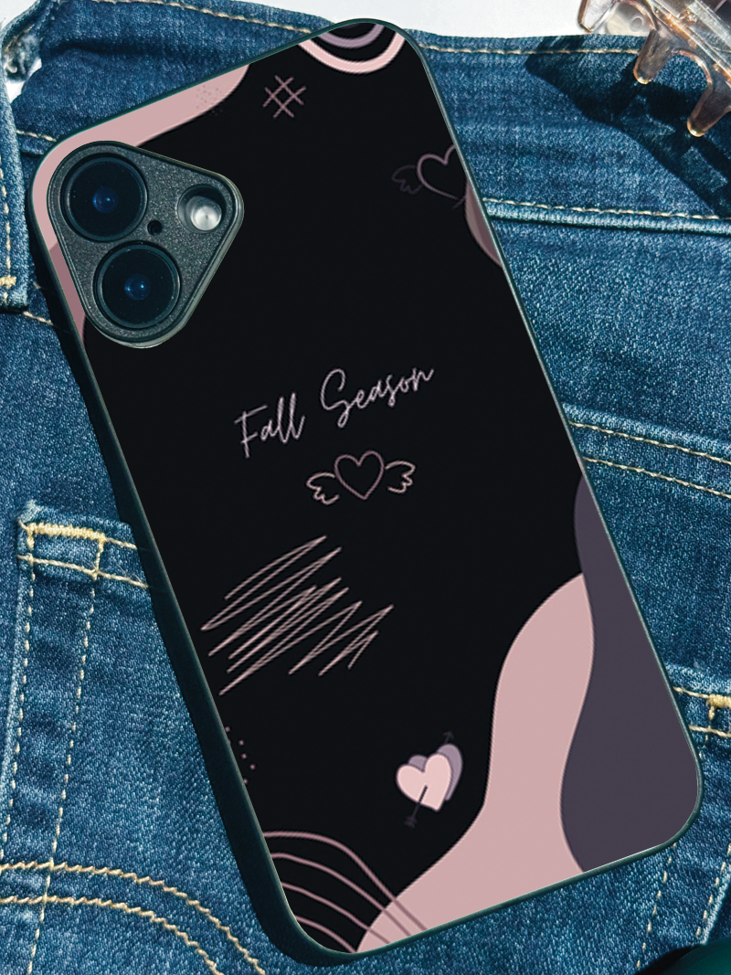 Autumn Hearts Premium Glass Back Cover For iPhone 11,12,13,14,15,16 Models