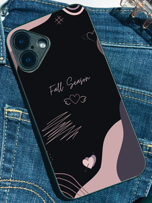Autumn Hearts Premium Glass Back Cover For iPhone 11,12,13,14,15,16 Models