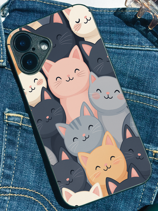 Meow Mix Premium Glass Back Cover For iPhone 11,12,13,14,15,16 Models