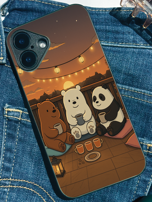 Tea Time Trio Premium Glass Back Cover For iPhone 11,12,13,14,15,16 Models