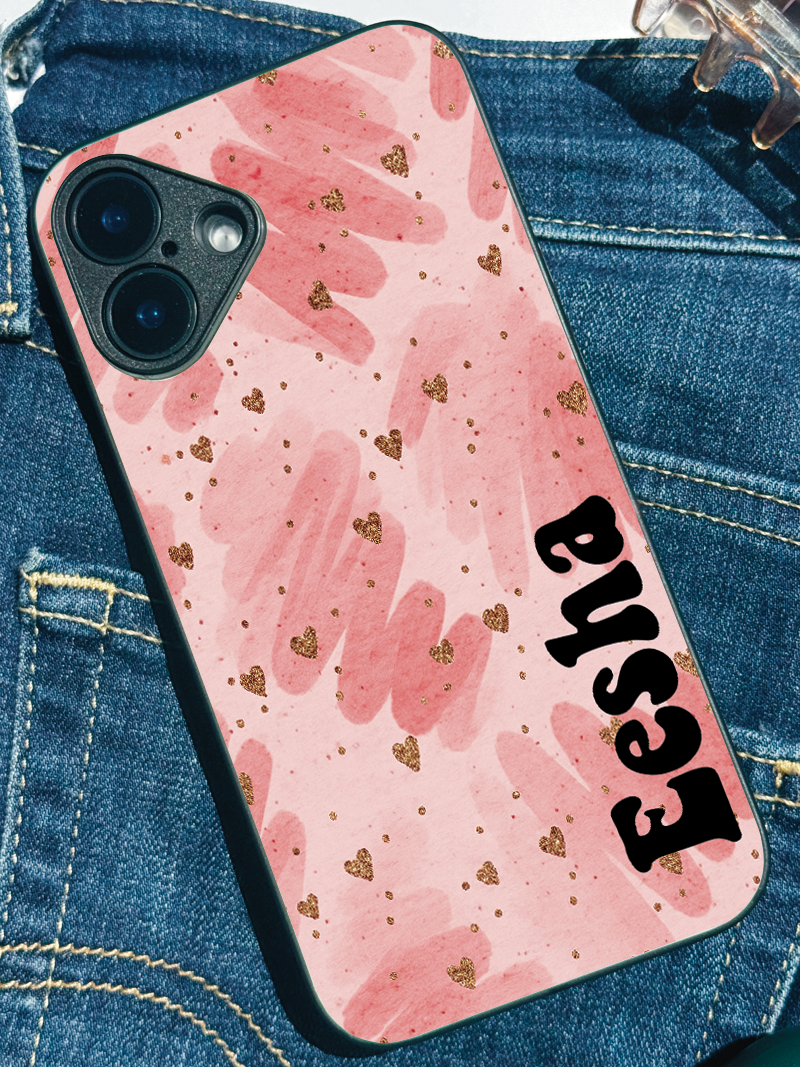 Blush Aura. Personalised Name Premium Glass Back Cover For iPhone 11,12,13,14,15,16 Models