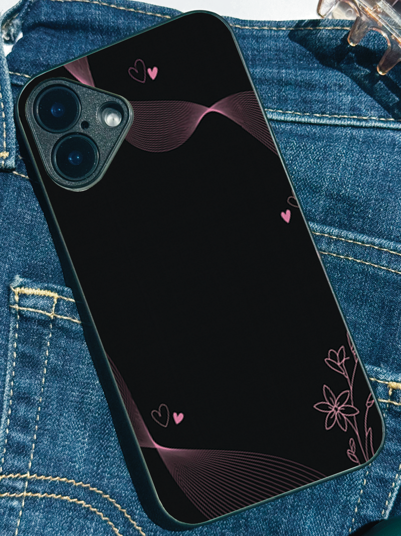 Velvet Bloom Personalised Name Premium Glass Back Cover For iPhone 11,12,13,14,15,16 Models