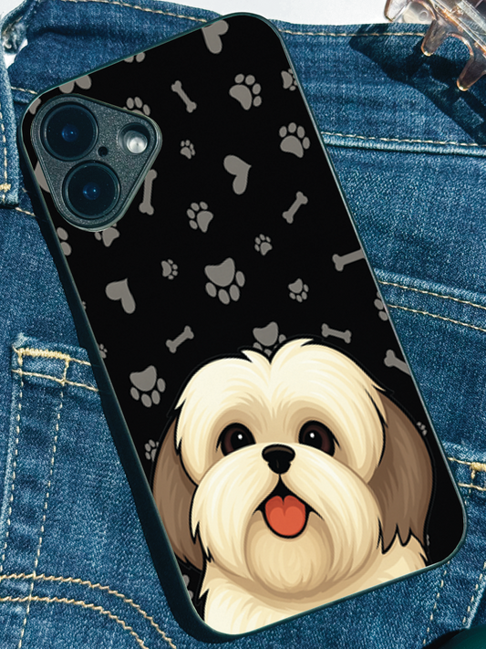 Fluffy Love Premium Glass Back Cover For iPhone 11,12,13,14,15,16 Models
