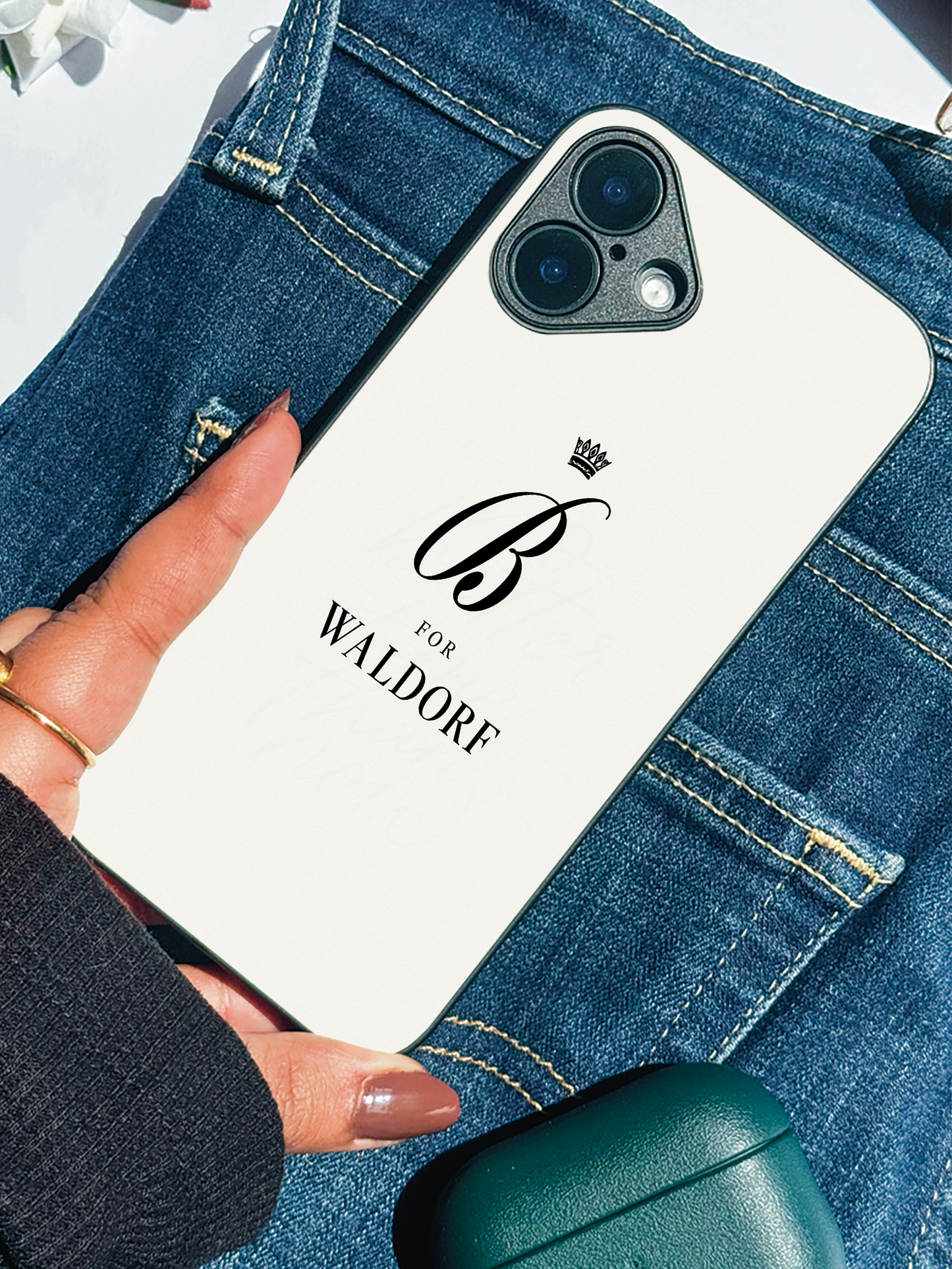 Crowned Initials Premium Glass Back Cover For iPhone 11,12,13,14,15,16 Models