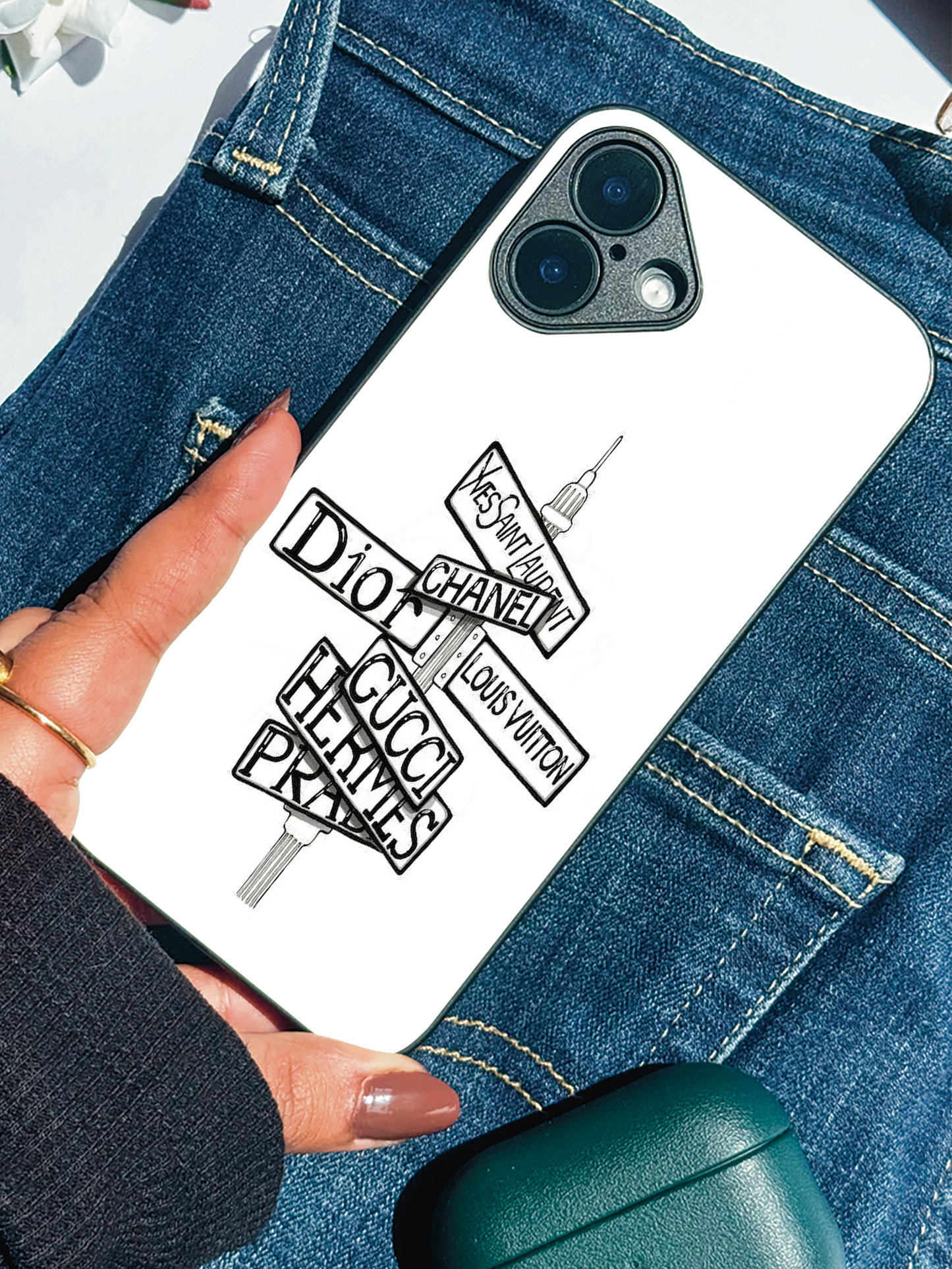 Runway Route Premium Glass Back Cover For iPhone 11,12,13,14,15,16 Models