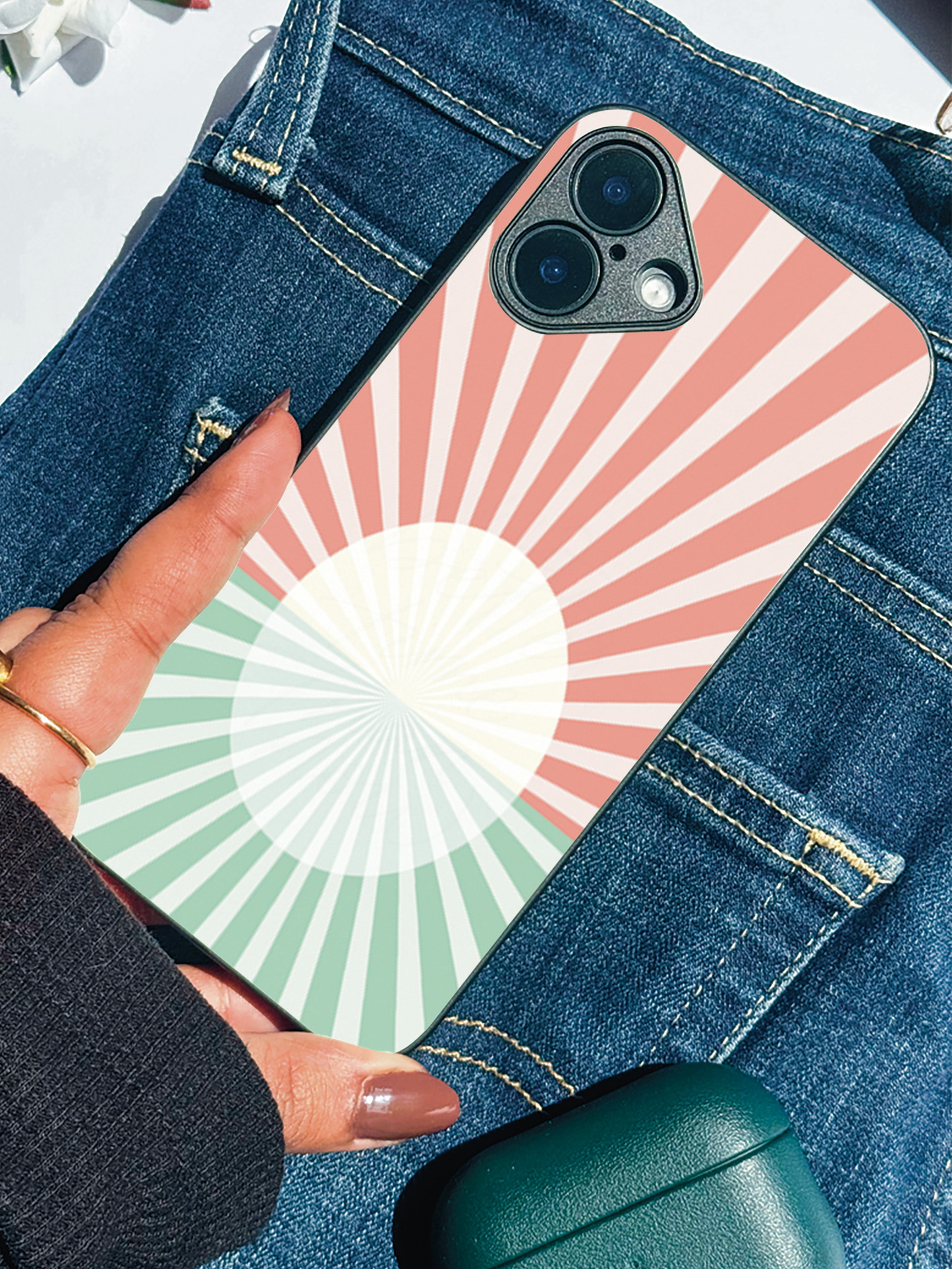 Sunburst Glow Premium Glass Back Cover For iPhone 11,12,13,14,15,16 Models