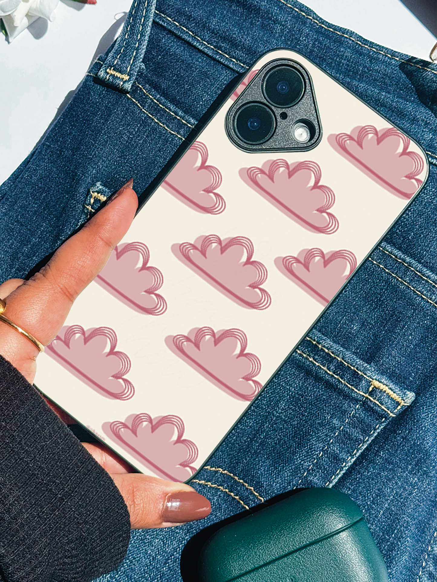 Pink Skies Premium Glass Back Cover For iPhone 11,12,13,14,15,16 Models