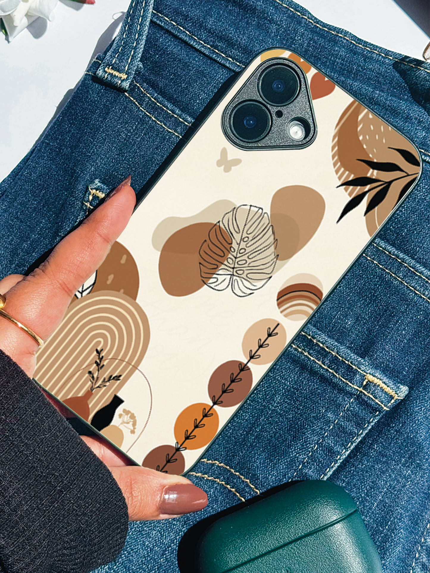 Organic Aura Premium Glass Back Cover For iPhone 11,12,13,14,15,16 Models