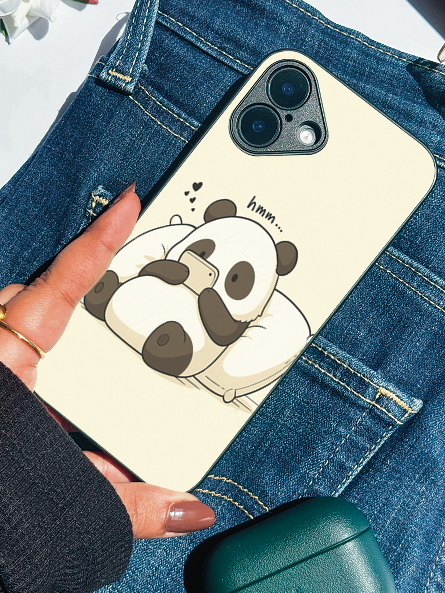 Hmm Panda Premium Glass Back Cover For iPhone 11,12,13,14,15,16 Models