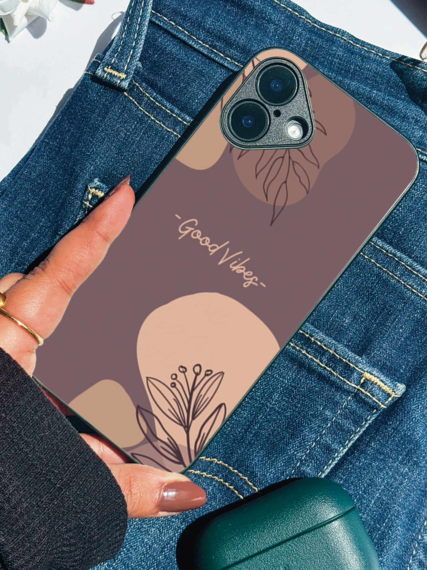 Calm Aura Premium Glass Back Cover For iPhone 11,12,13,14,15,16 Models