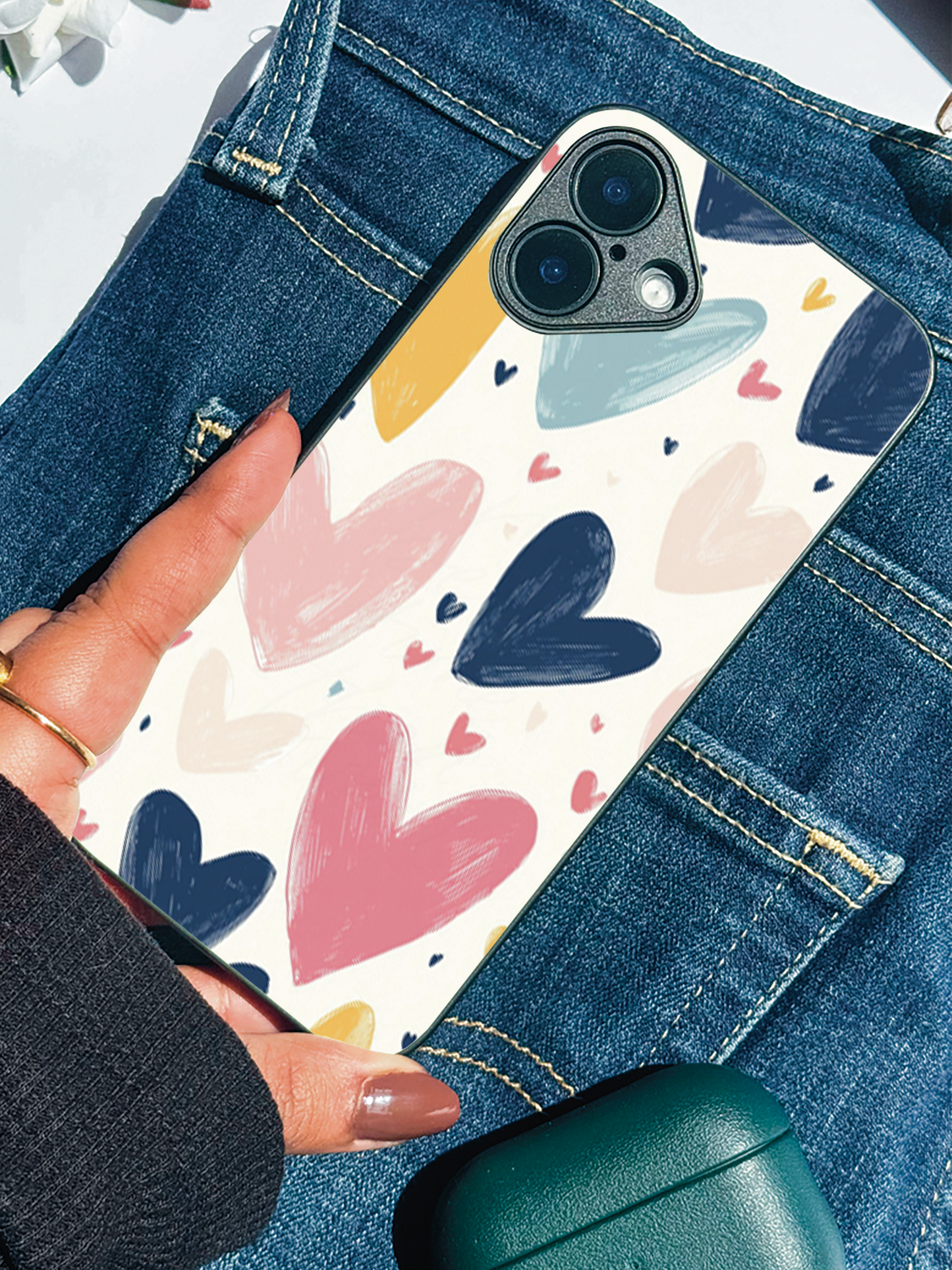 Painted Love Premium Glass Back Cover For iPhone 11,12,13,14,15,16 Models