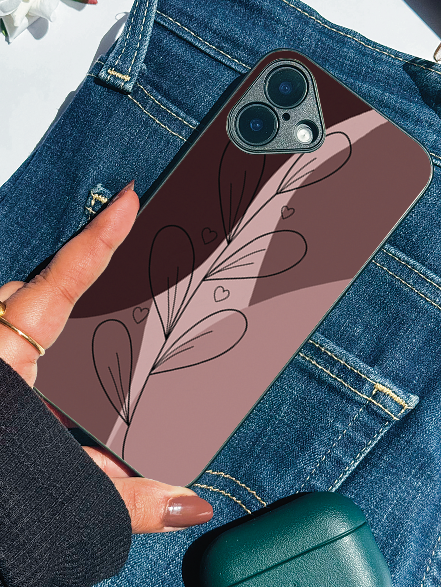 Blushing Petals Premium Glass Back Cover For iPhone 11,12,13,14,15,16 Models