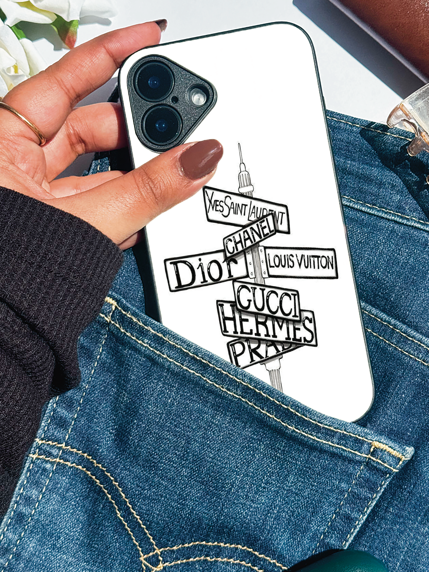 Runway Route Premium Glass Back Cover For iPhone 11,12,13,14,15,16 Models