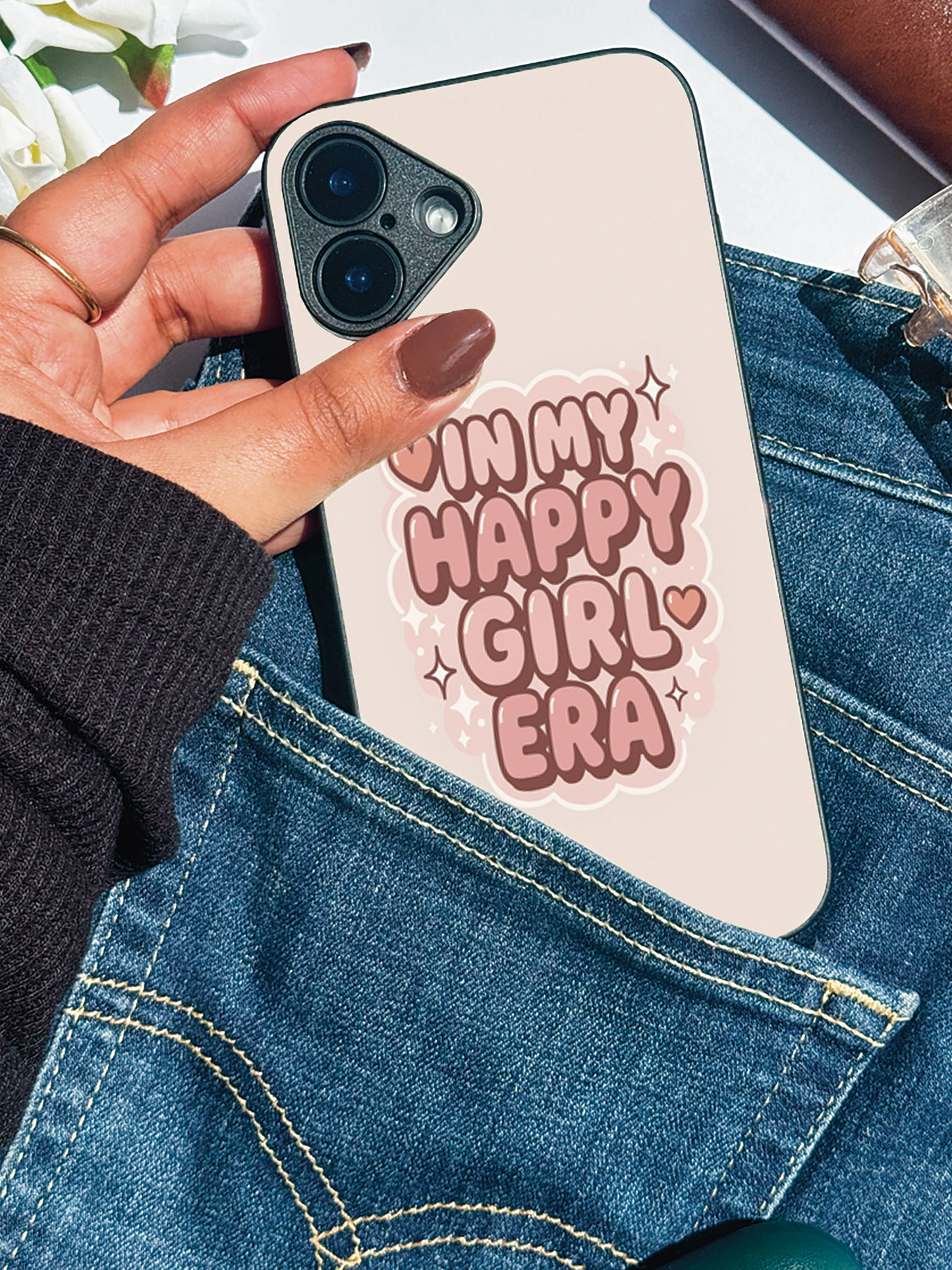Happy Girl Era Premium Glass Back Cover For iPhone 11,12,13,14,15,16 Models