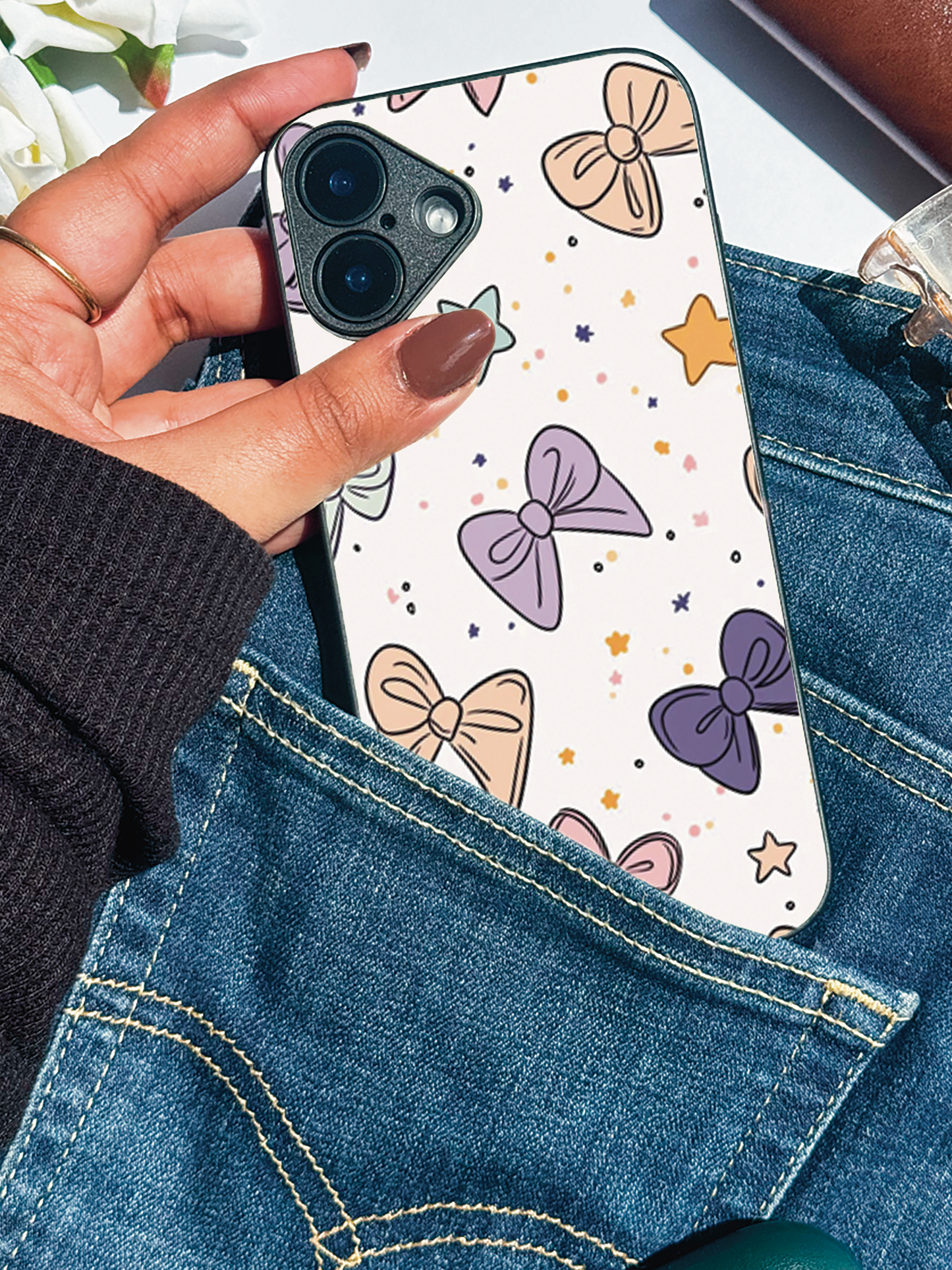 Bow Babe Premium Glass Back Cover For iPhone 11,12,13,14,15,16 Models