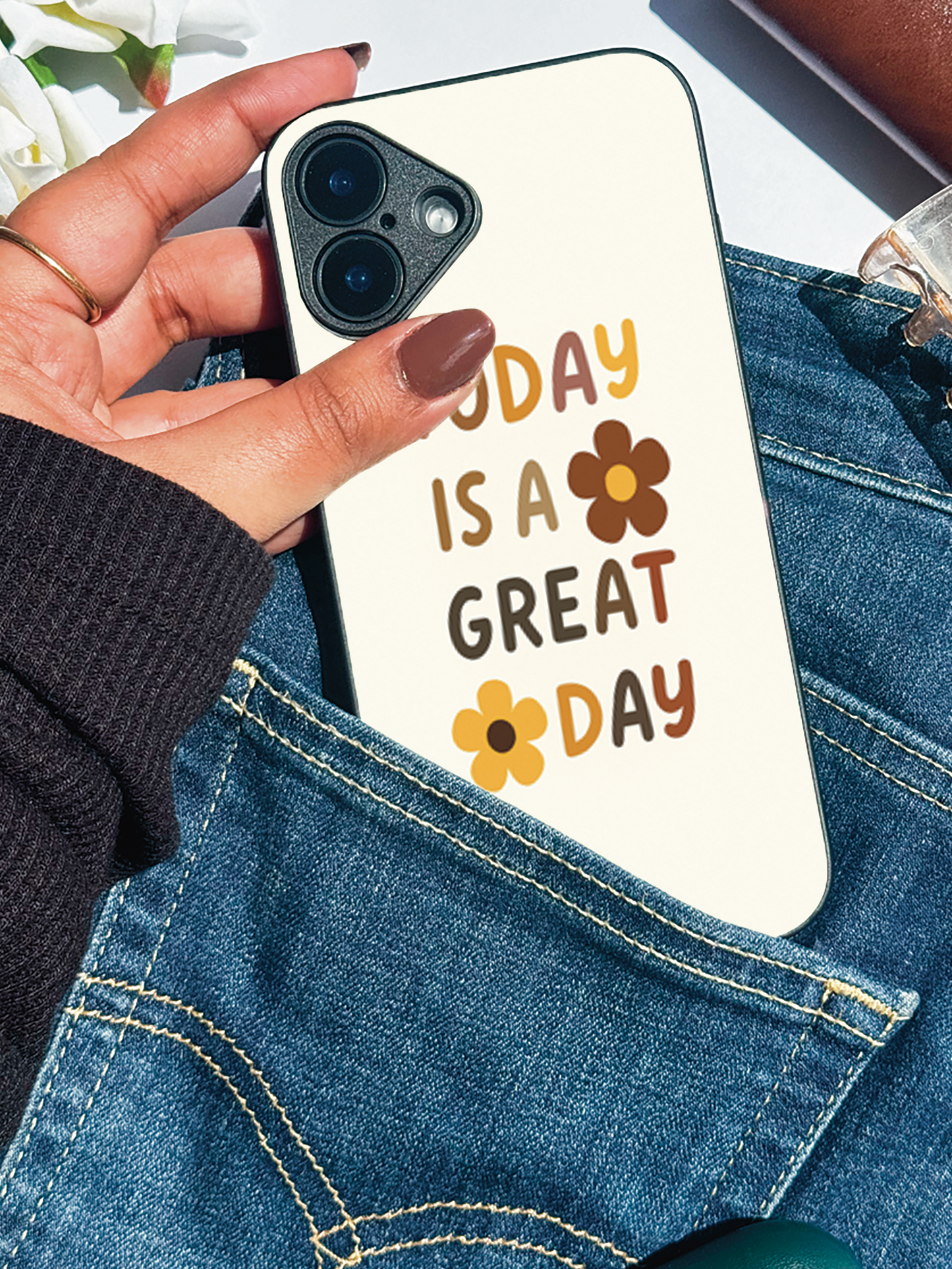 Great Day Premium Glass Back Cover For iPhone 11,12,13,14,15,16 Models