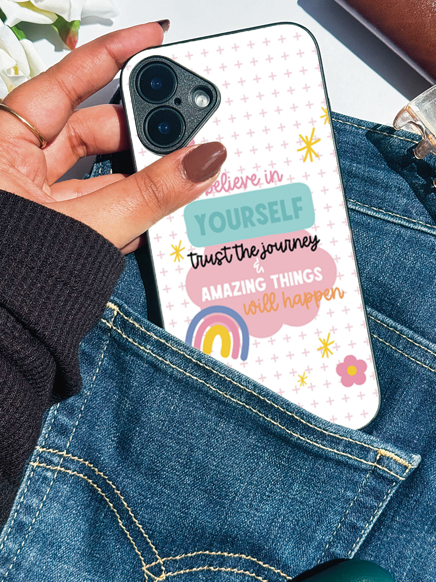 Trust the Journey Premium Glass Back Cover For iPhone 11,12,13,14,15,16 Models