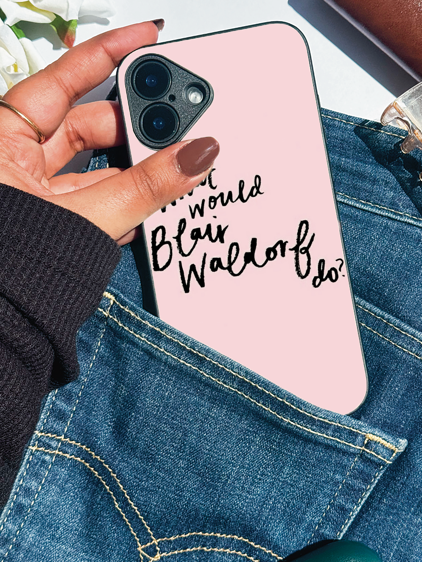 Queen B Case Premium Glass Back Cover For iPhone 11,12,13,14,15,16 Models