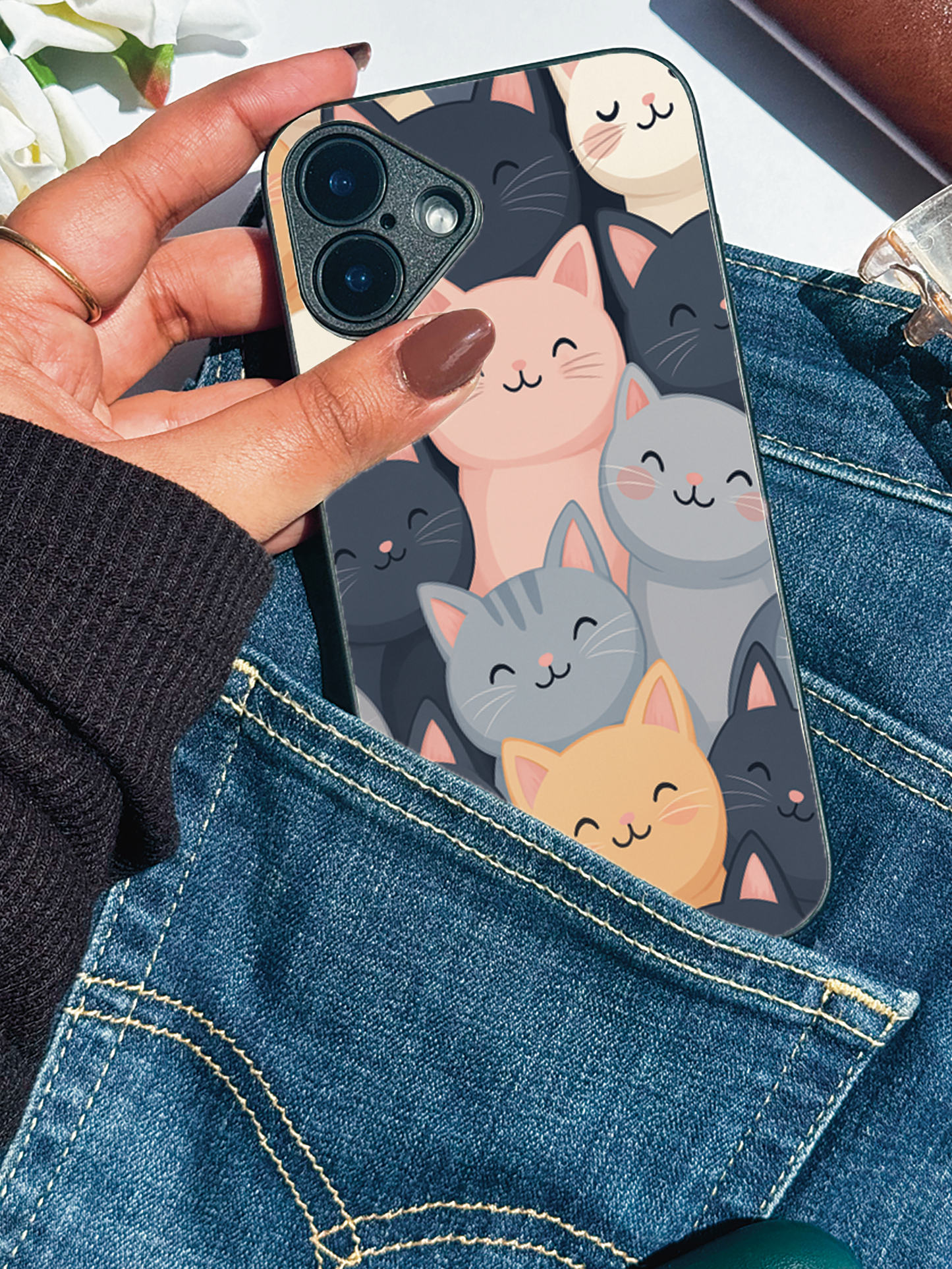 Meow Mix Premium Glass Back Cover For iPhone 11,12,13,14,15,16 Models