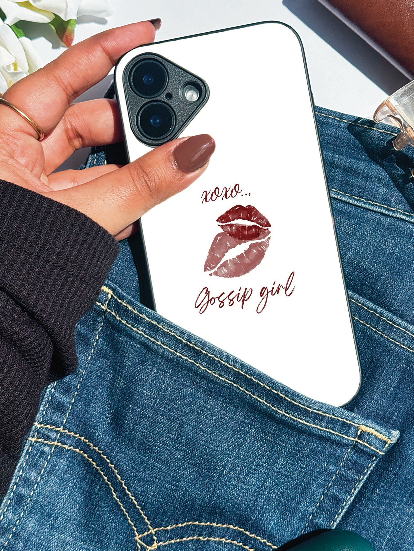 The Gossip Kiss Premium Glass Back Cover For iPhone 11,12,13,14,15,16 Models