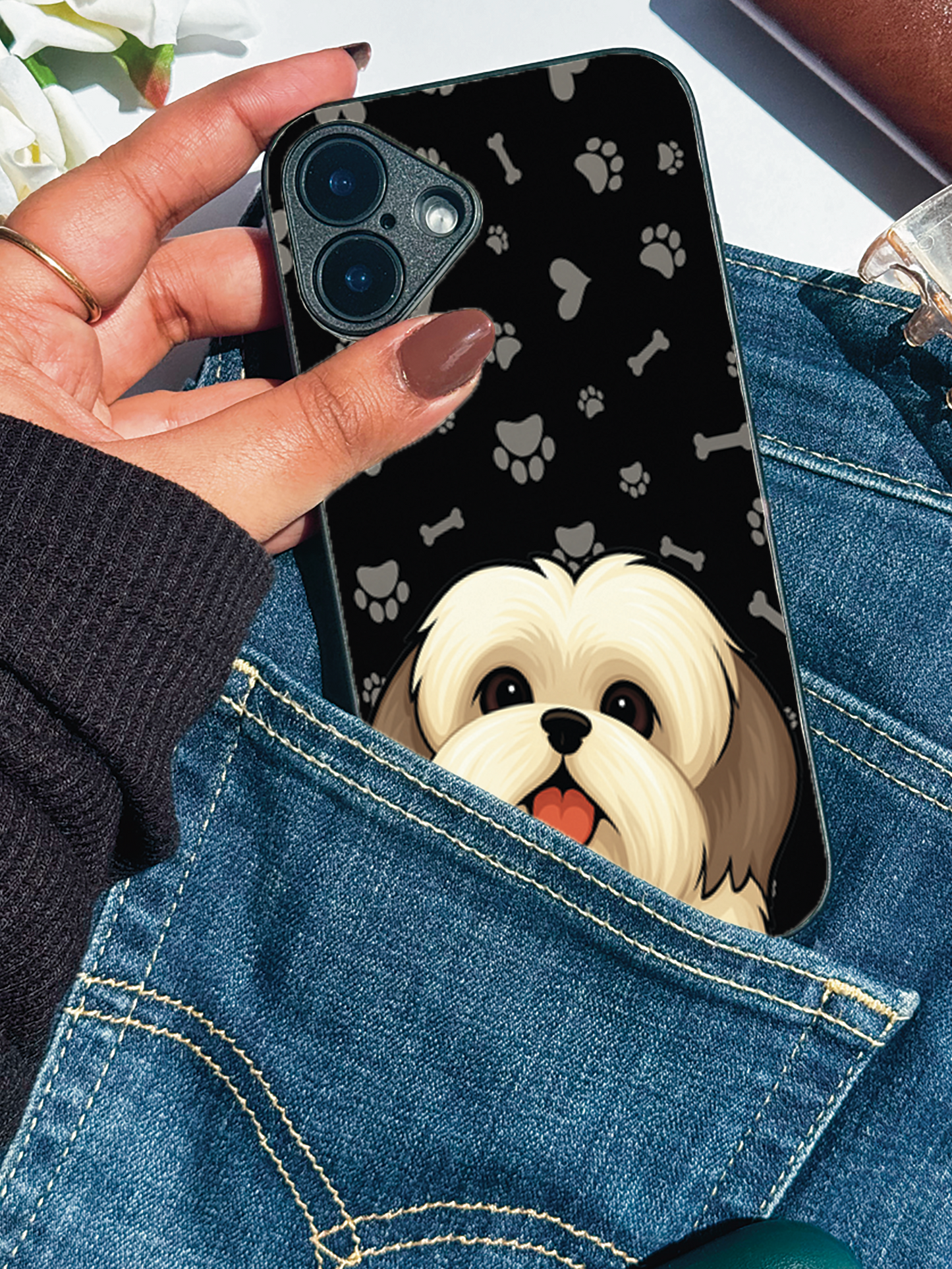 Fluffy Love Premium Glass Back Cover For iPhone 11,12,13,14,15,16 Models