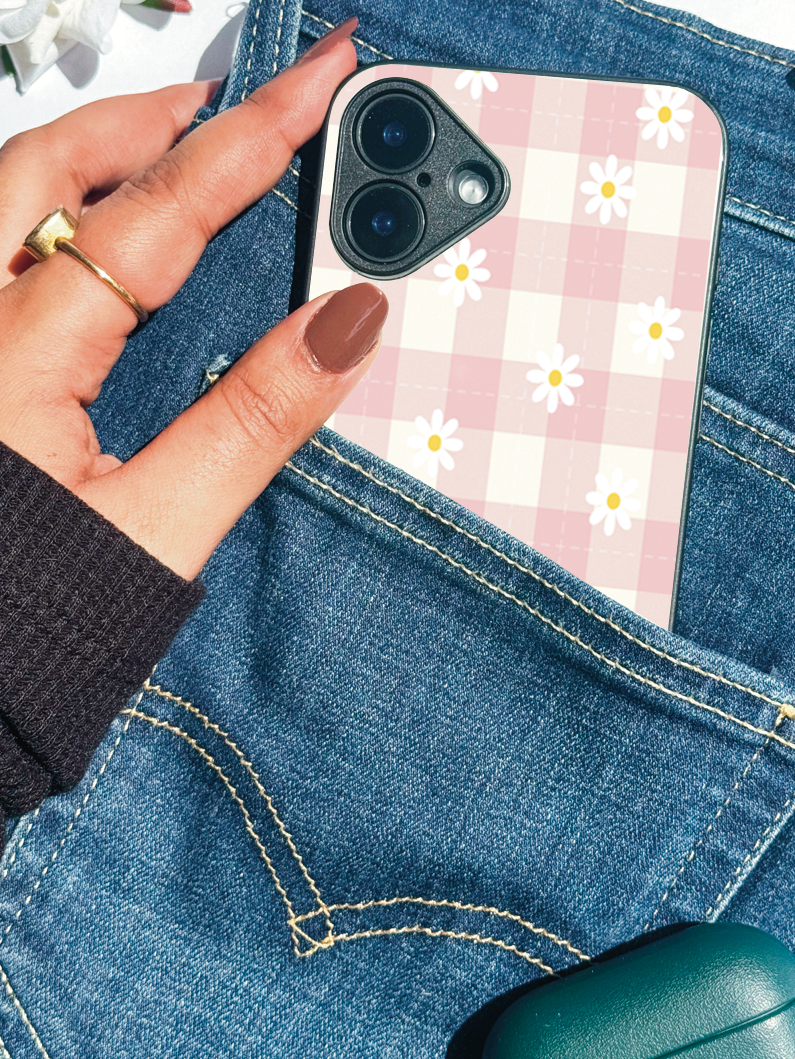 Daisy Bloom Premium Glass Back Cover For iPhone 11,12,13,14,15,16 Models