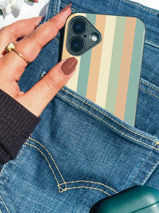 Abstract Stripes Premium Glass Back Cover For iPhone 11,12,13,14,15,16 Models