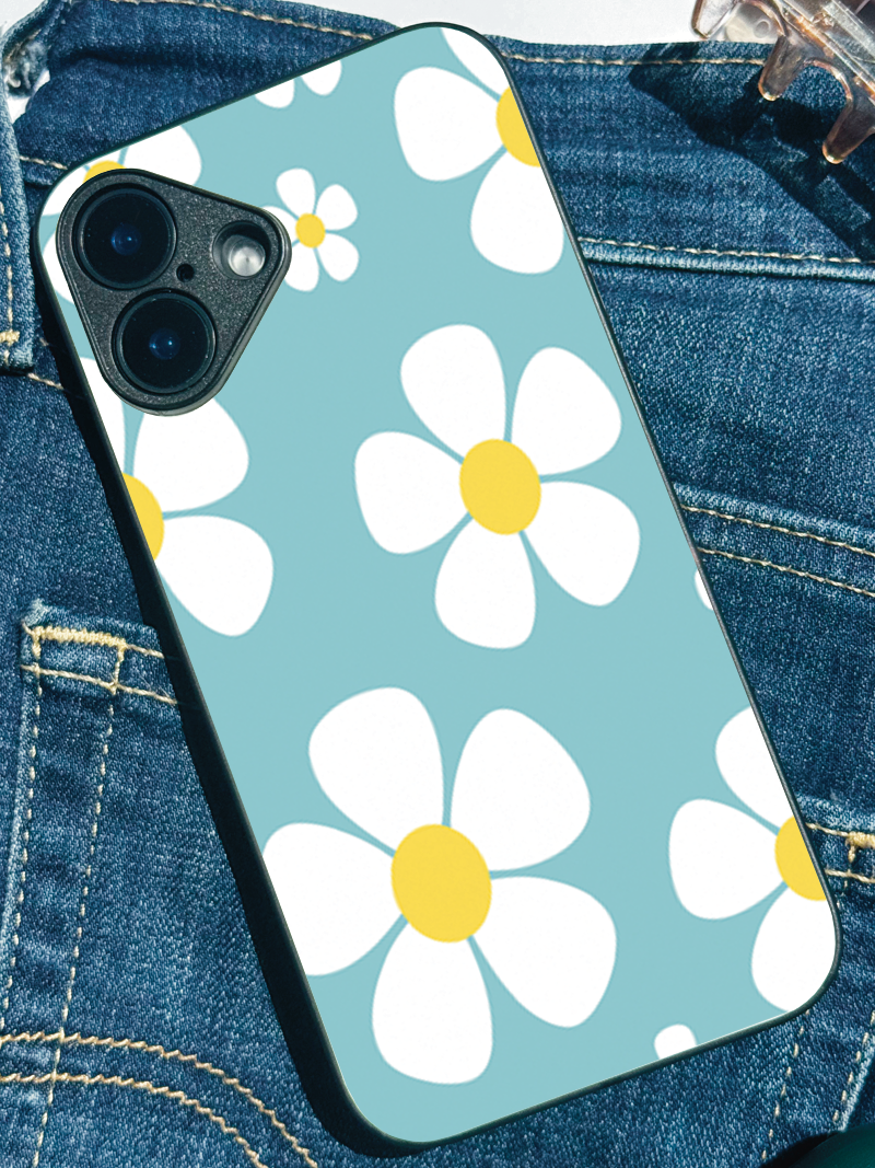 Daisy in Sea Premium Glass Back Cover For iPhone 11,12,13,14,15,16 Models