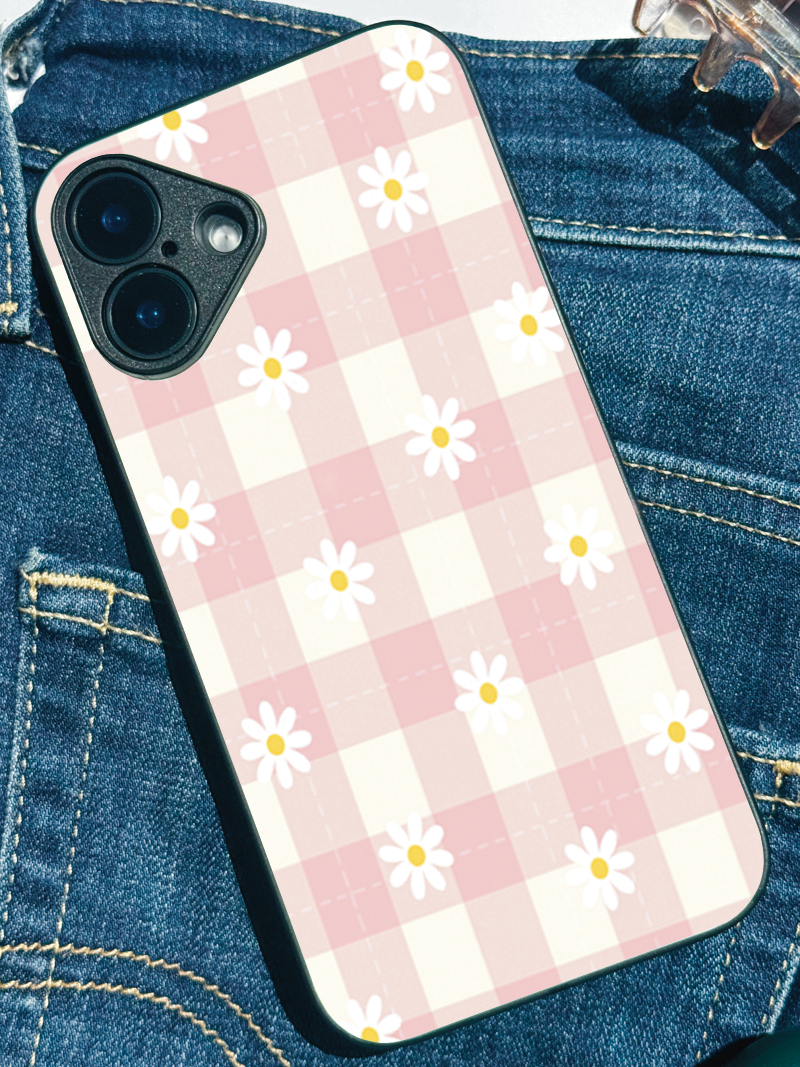 Daisy Bloom Premium Glass Back Cover For iPhone 11,12,13,14,15,16 Models