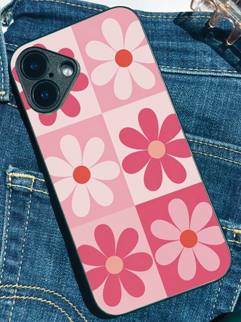 Floral Funk Premium Glass Back Cover For iPhone 11,12,13,14,15,16 Models