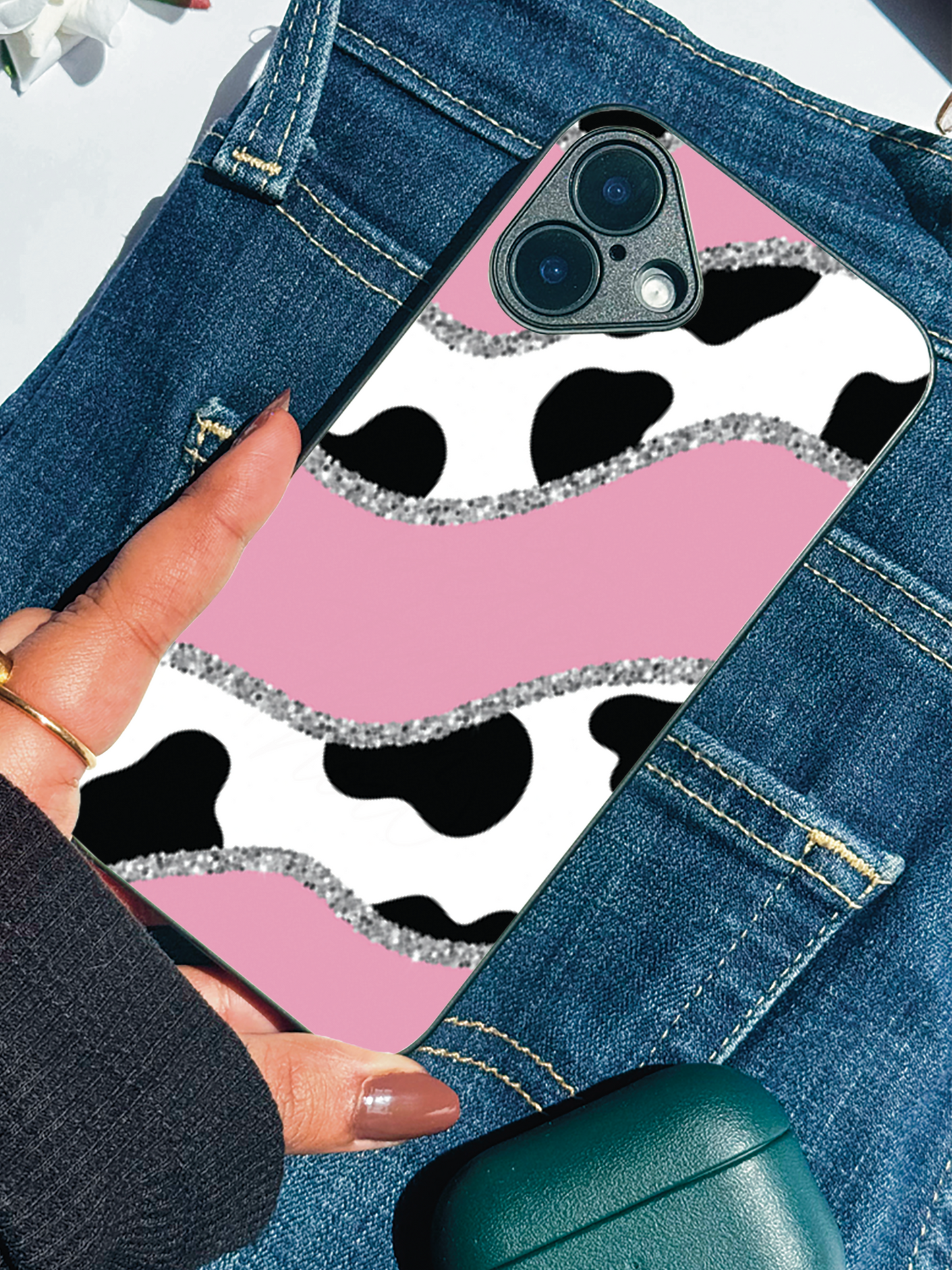 Pink Love Premium Glass Back Cover For iPhone 11,12,13,14,15,16 Models
