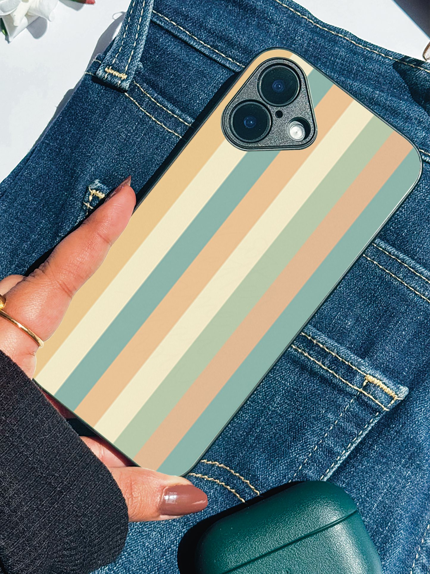 Abstract Stripes Premium Glass Back Cover For iPhone 11,12,13,14,15,16 Models