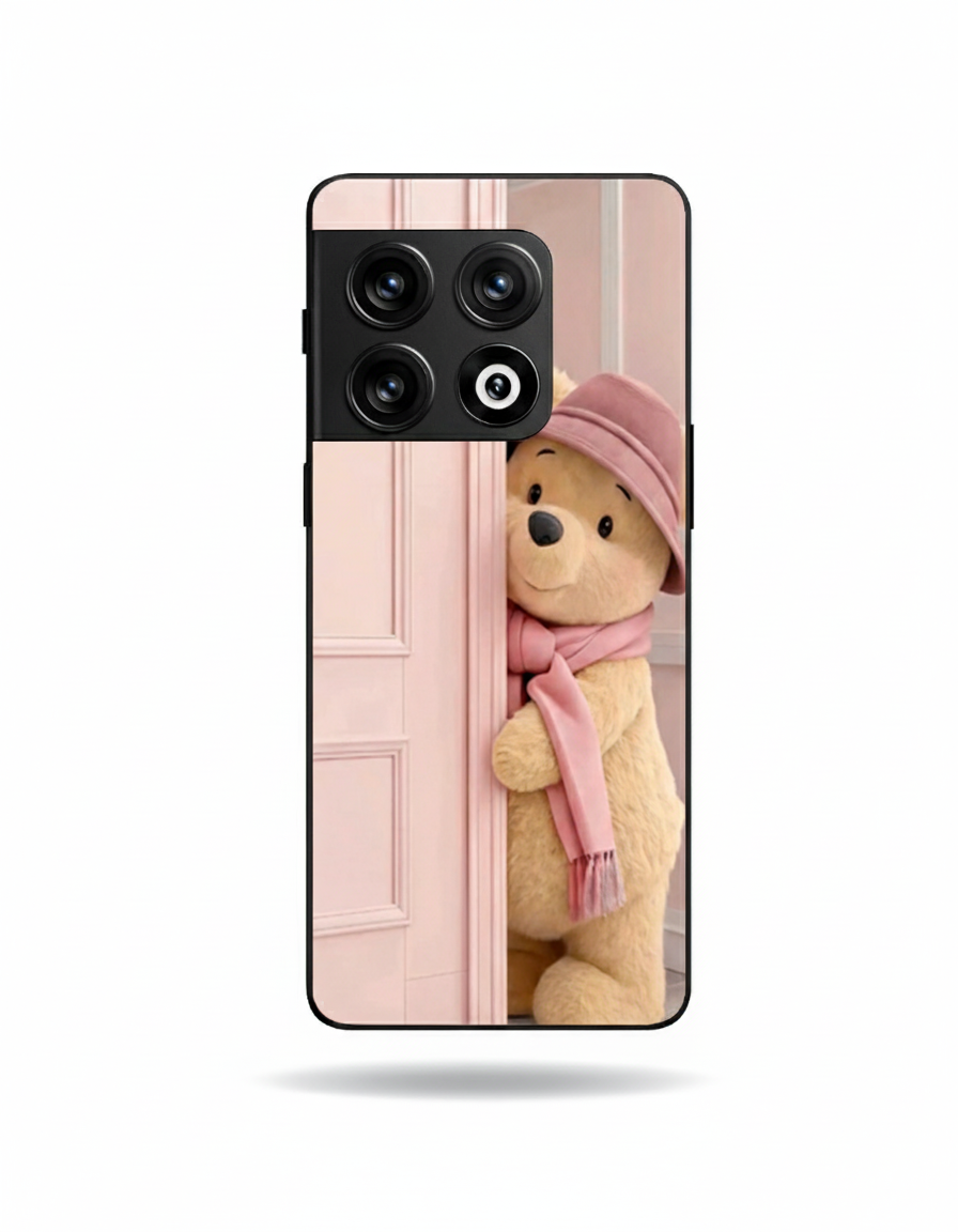 Cozy Teddy Glass Back Cover For One Plus 13, 12, 11, 10, Nord Series