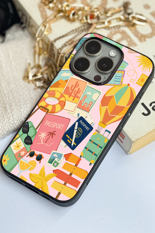 I love Travelling  Premium Glass Back Cover For iPhone 11,12,13,14,15,16 Models
