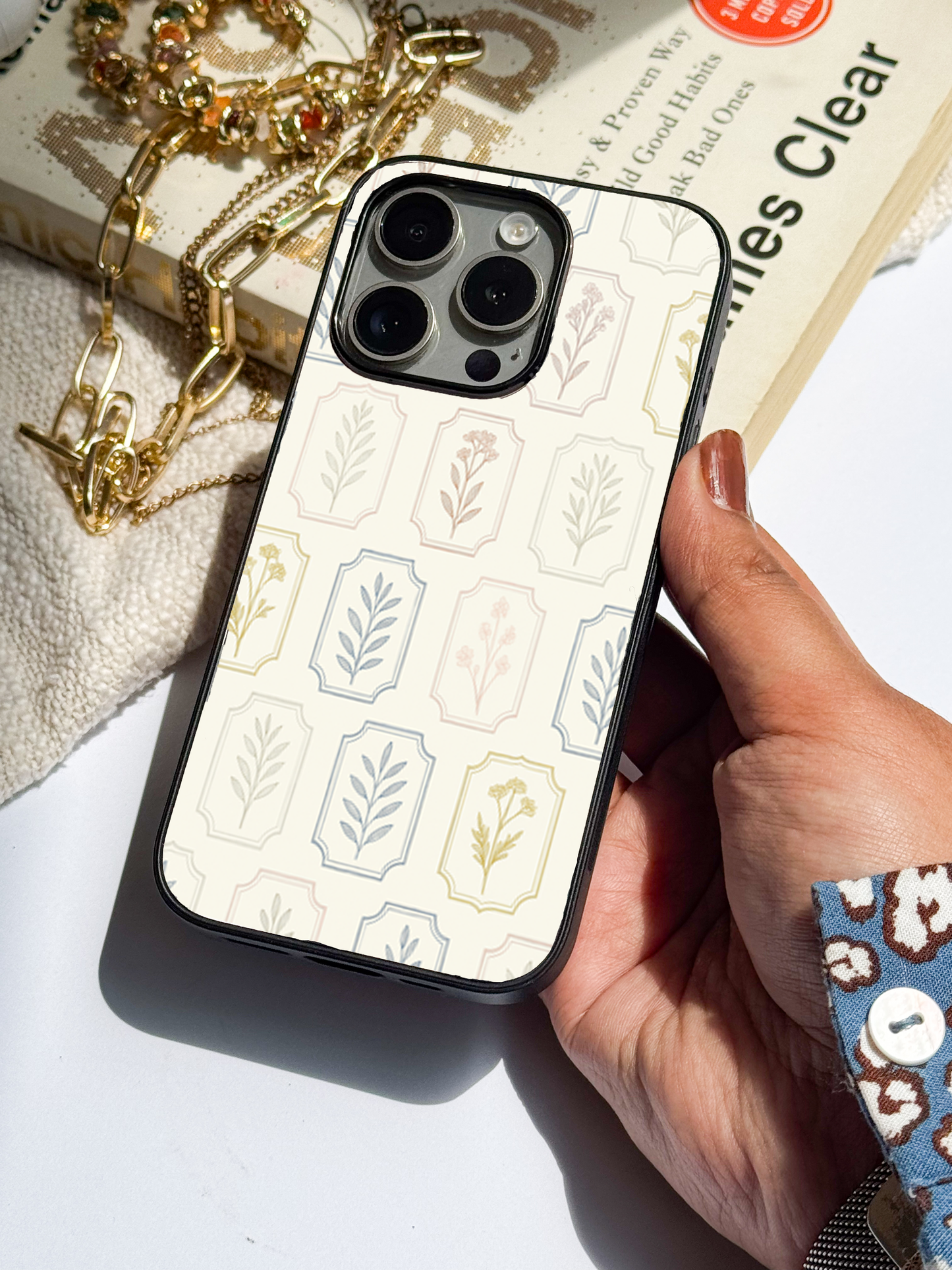 The Petal Grid Premium Glass Back Cover For iPhone 11,12,13,14,15,16 Models
