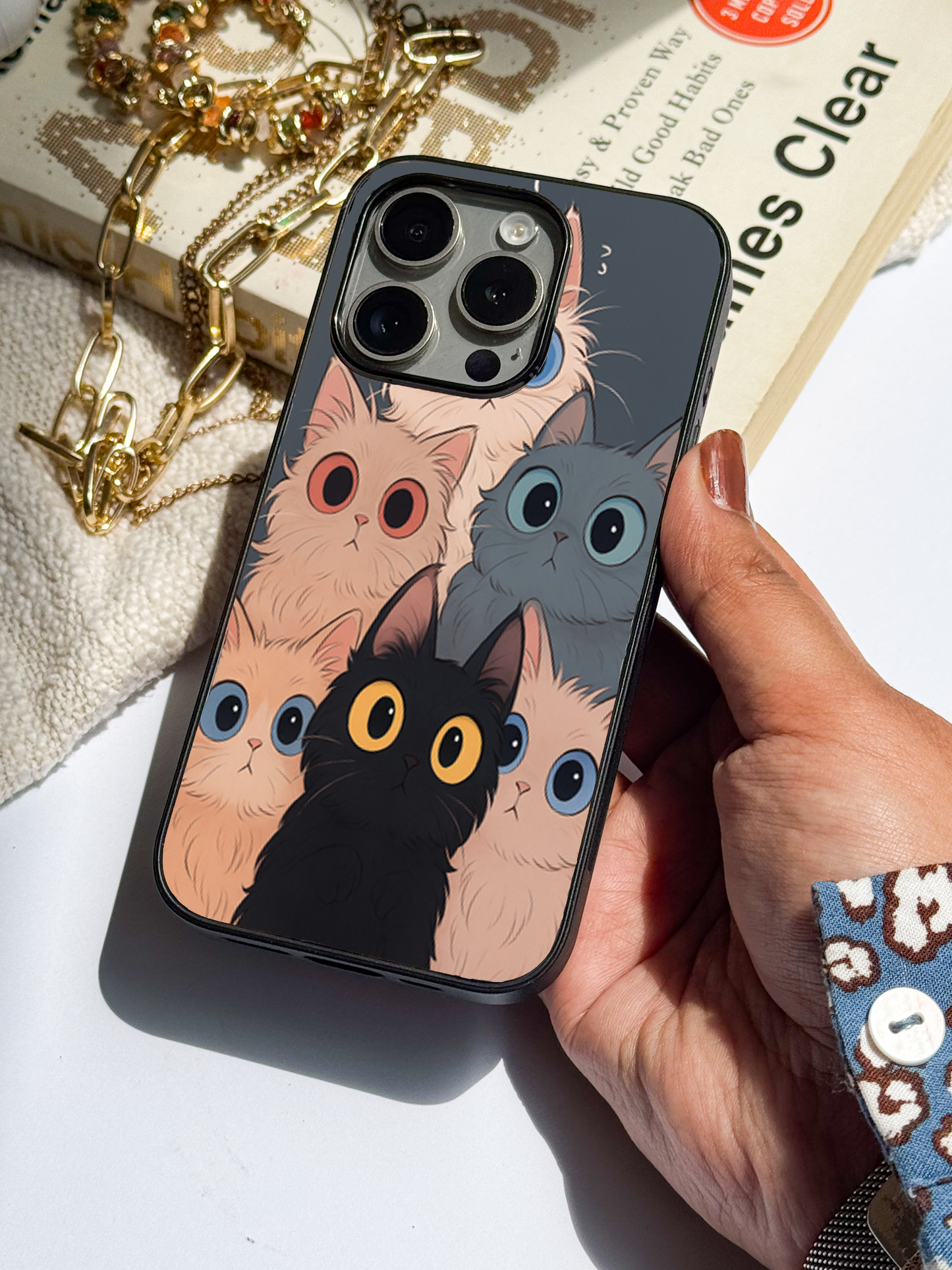 Kitty Mania  Premium Glass Back Cover For iPhone 11,12,13,14,15,16 Models