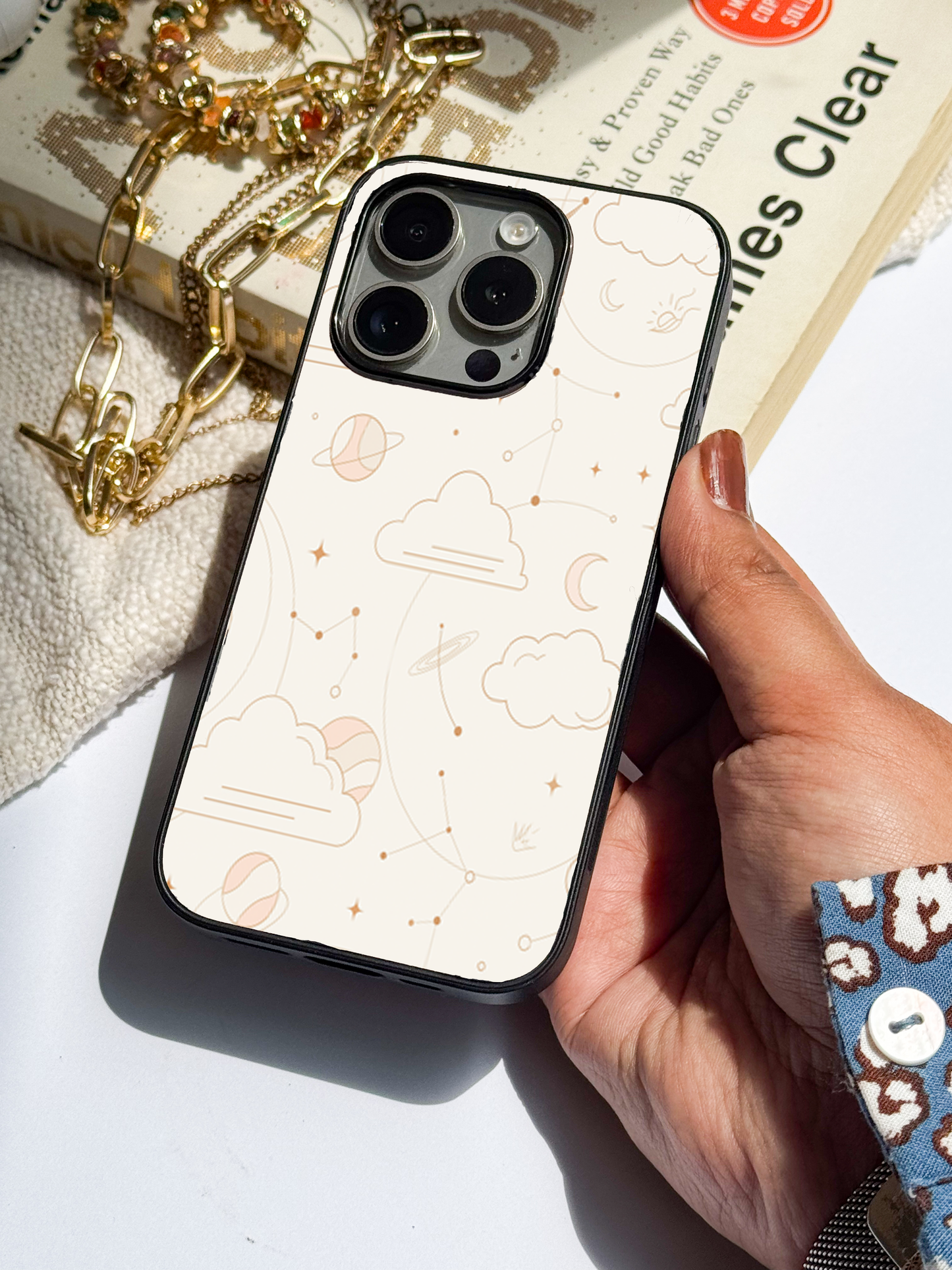 Celestial Love Premium Glass Back Cover For iPhone 11,12,13,14,15,16 Models