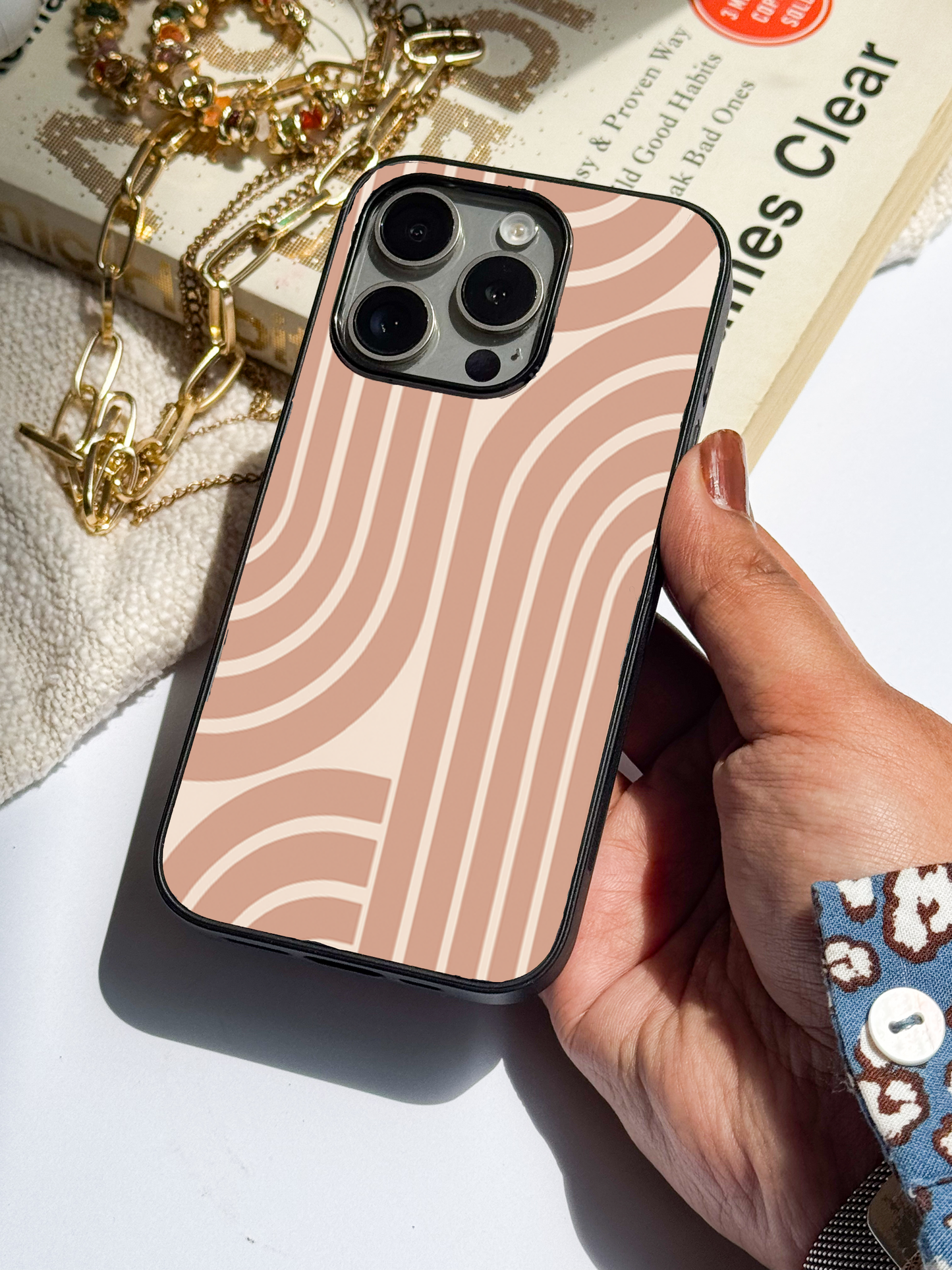 Abstract Arc Premium Glass Back Cover For iPhone 11,12,13,14,15,16 Models
