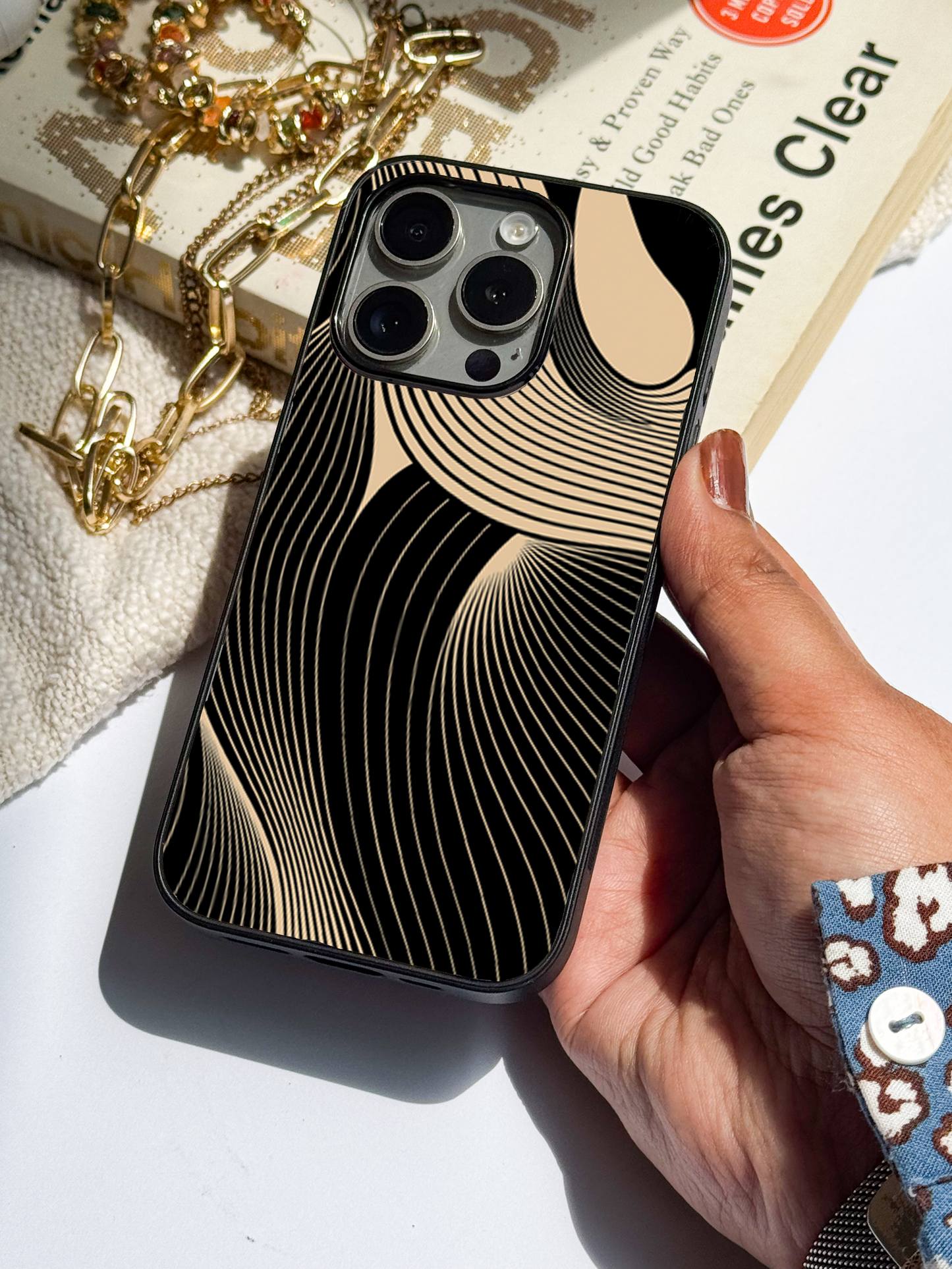 Aesthetic Swirls Premium Glass Back Cover For iPhone 11,12,13,14,15,16 Models