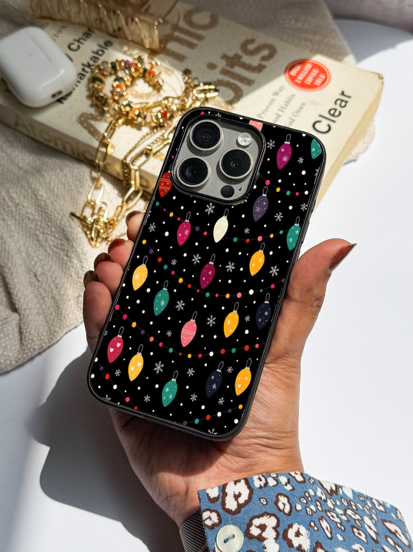 Cute Aesthetic Lights Premium Glass Back Cover For iPhone 11,12,13,14,15,16 Models