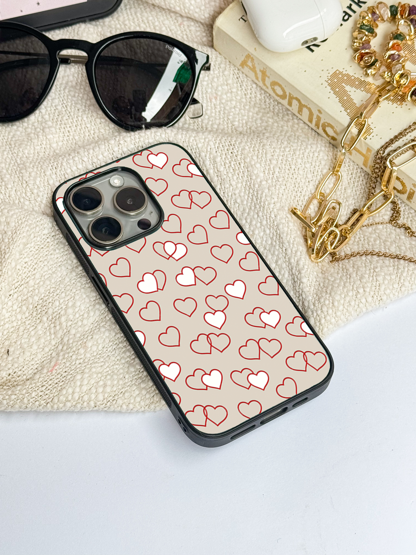 Puzzled Hearts Premium Glass Back Cover For iPhone 11,12,13,14,15,16 Models