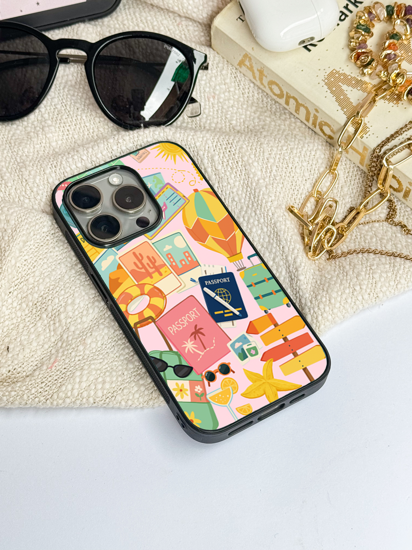 I love Travelling  Premium Glass Back Cover For iPhone 11,12,13,14,15,16 Models