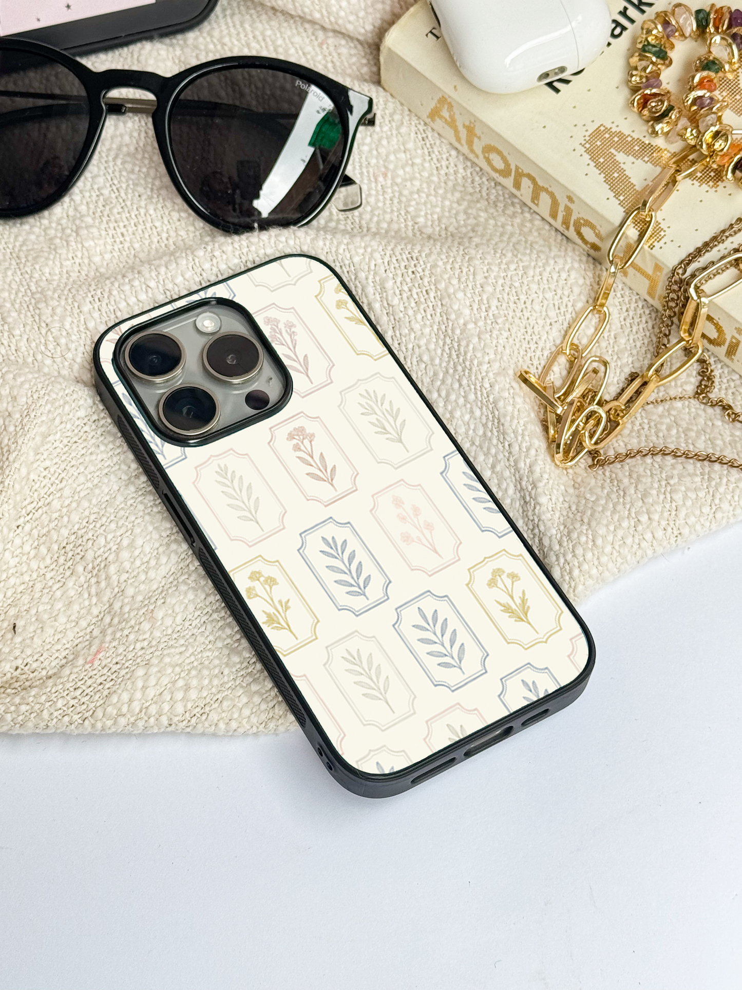 The Petal Grid Premium Glass Back Cover For iPhone 11,12,13,14,15,16 Models