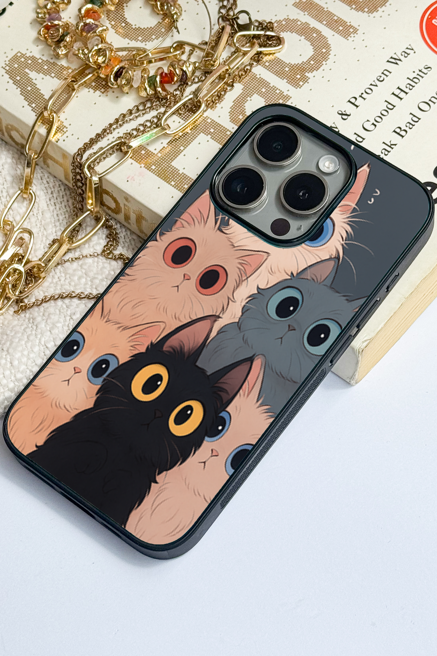 Kitty Mania  Premium Glass Back Cover For iPhone 11,12,13,14,15,16 Models