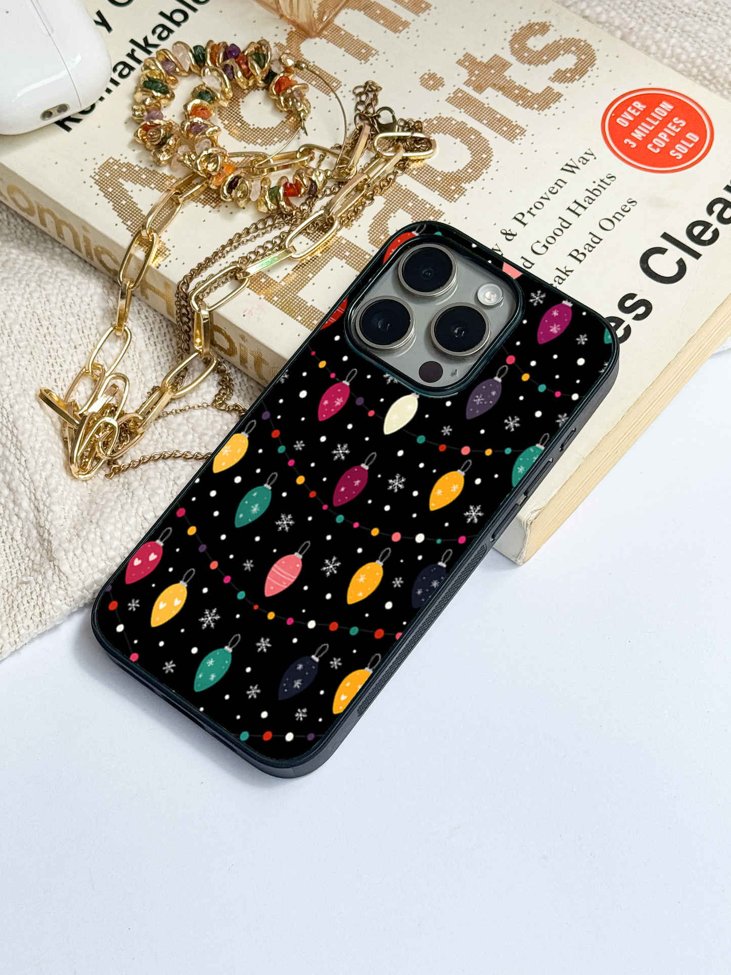 Cute Aesthetic Lights Premium Glass Back Cover For iPhone 11,12,13,14,15,16 Models